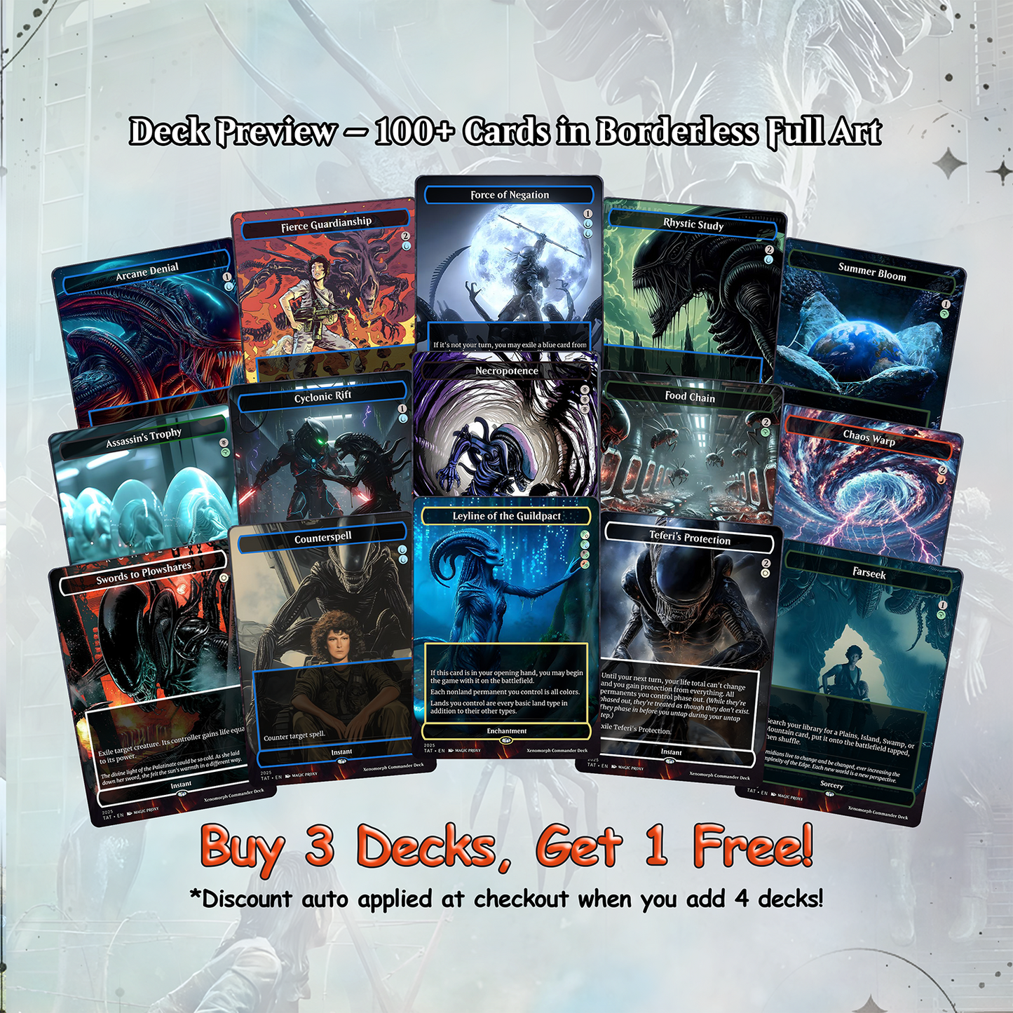 Alien Commander cEDH Deck - Alien Commander Magic Commander - Magic Proxy Deck with 170+ Unique Cards - Custom Cards MTG Proxy for Casual Play