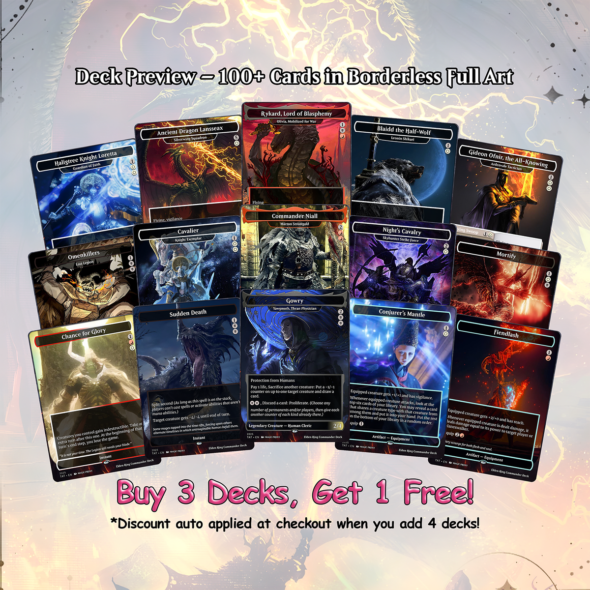 Elden Ring Commander cEDH Deck - Elden Ring Commander Magic Commander - Magic Proxy Deck with 160+ Unique Cards - Custom Cards MTG Proxy for Casual Play