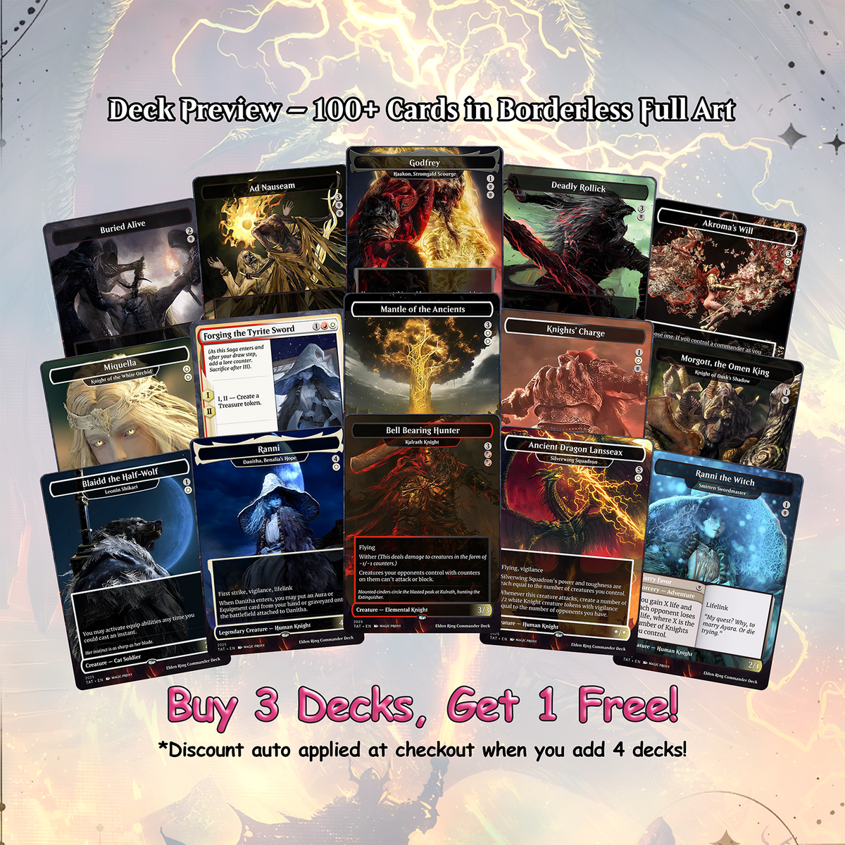 Elden Ring Commander cEDH Deck - Elden Ring Commander Magic Commander - Magic Proxy Deck with 160+ Unique Cards - Custom Cards MTG Proxy for Casual Play