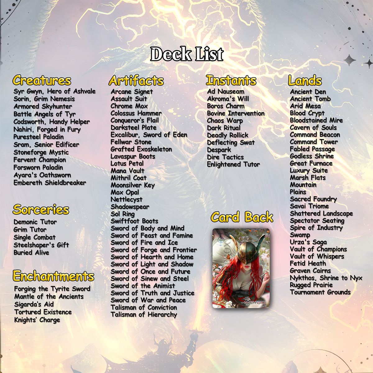Elden Ring Commander cEDH Deck - Elden Ring Commander Magic Commander - Magic Proxy Deck with 160+ Unique Cards - Custom Cards MTG Proxy for Casual Play