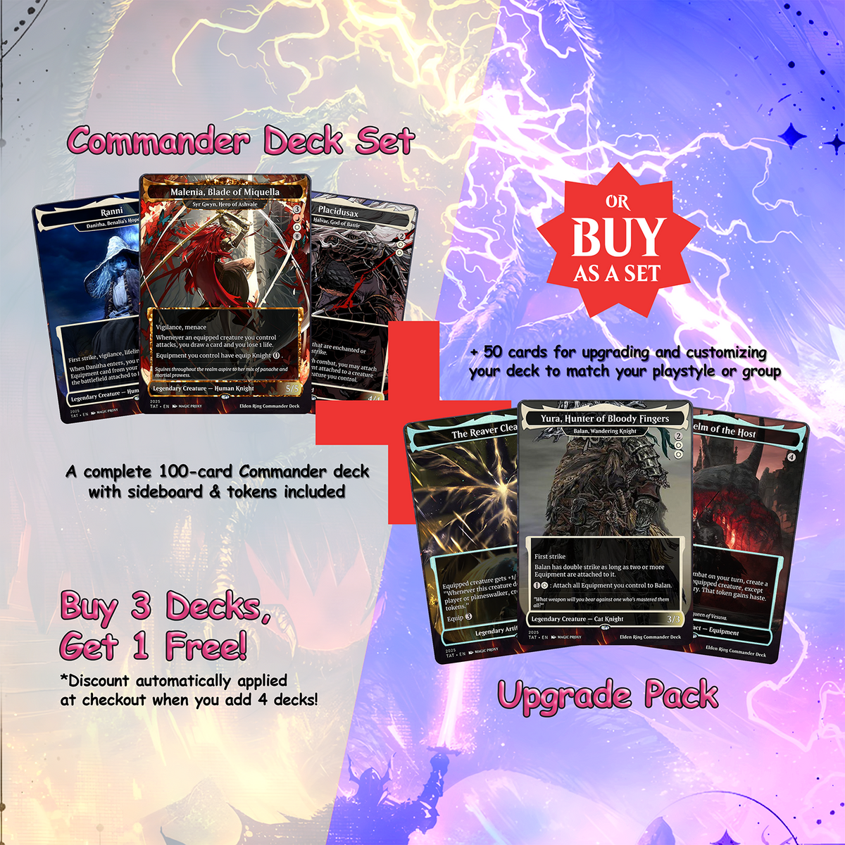 Elden Ring Commander cEDH Deck - Elden Ring Commander Magic Commander - Magic Proxy Deck with 160+ Unique Cards - Custom Cards MTG Proxy for Casual Play