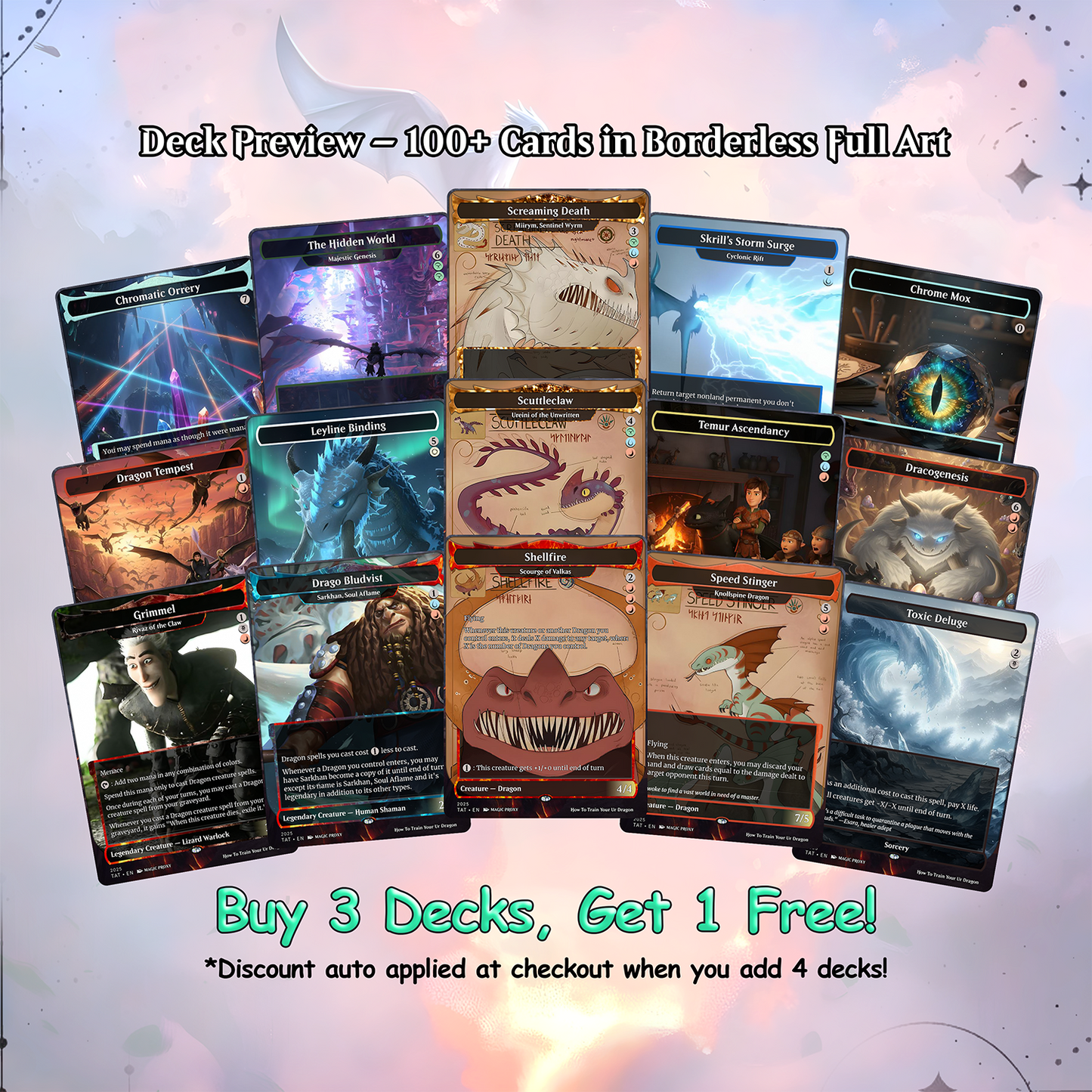 How to Train Your Dragon Commander cEDH Deck - How to Train Your Dragon Commander Magic Commander - Magic Proxy Deck with 150+ Unique Cards - Custom Cards MTG Proxy for Casual Play