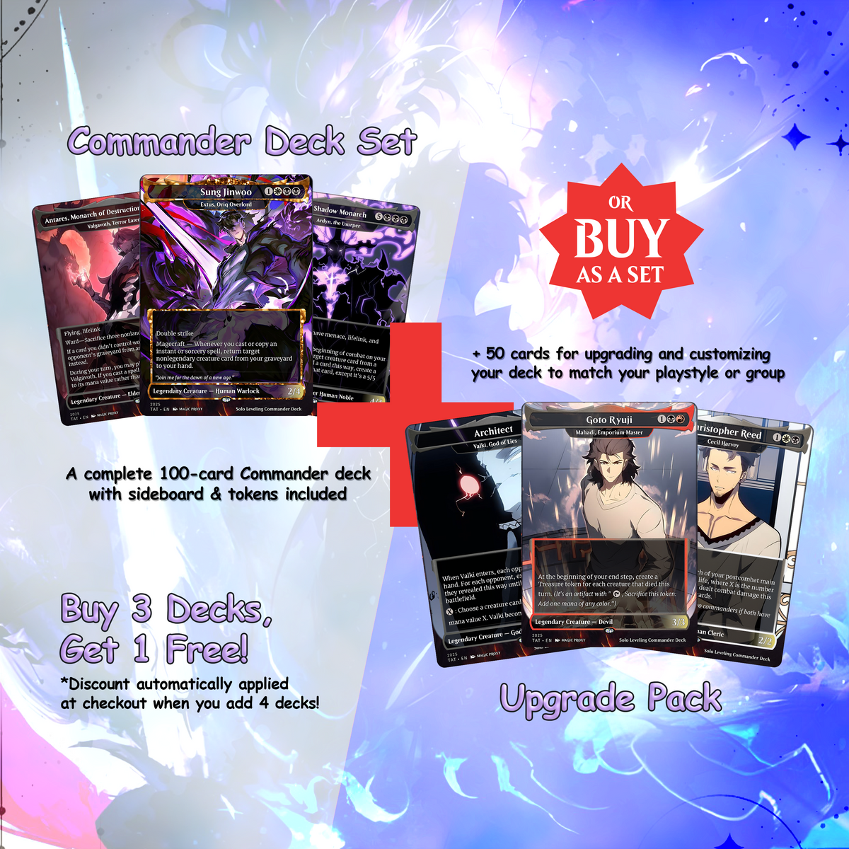 Solo Leveling cEDH Deck - Solo Leveling Magic Commander - Magic Proxy Deck with 160+ Unique Cards - Custom Cards MTG Proxy for Casual Play - VoidForge Proxy