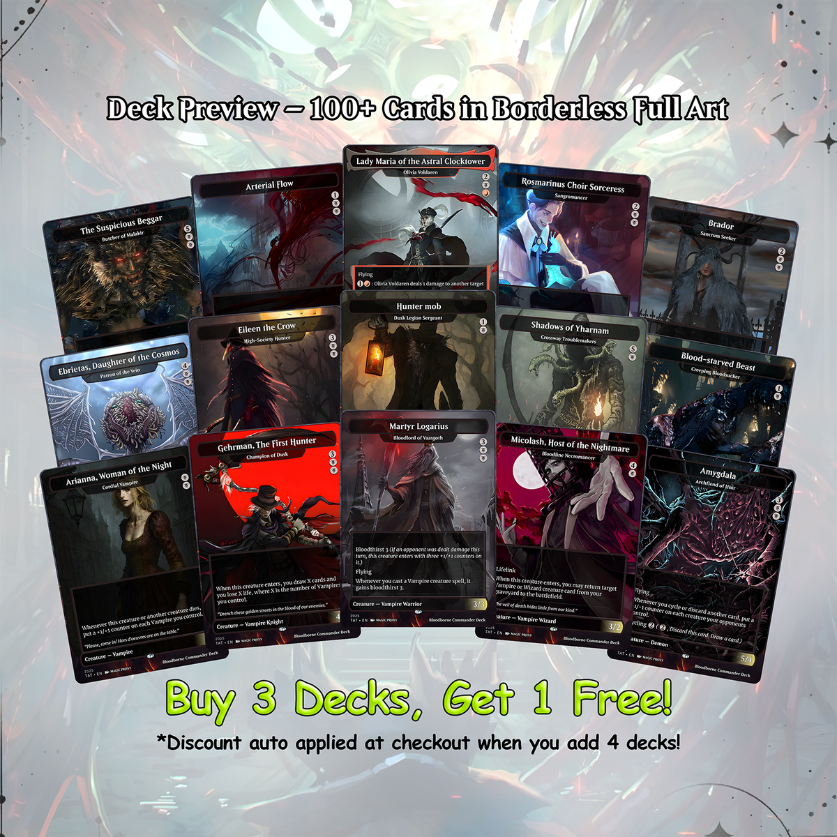 Bloodborne Commander cEDH Deck - Bloodborne Commander Magic Commander - Magic Proxy Deck with 150+ Unique Cards - Custom Cards MTG Proxy for Casual Play