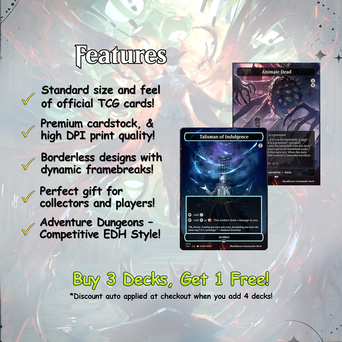 Bloodborne Commander cEDH Deck - Bloodborne Commander Magic Commander - Magic Proxy Deck with 150+ Unique Cards - Custom Cards MTG Proxy for Casual Play