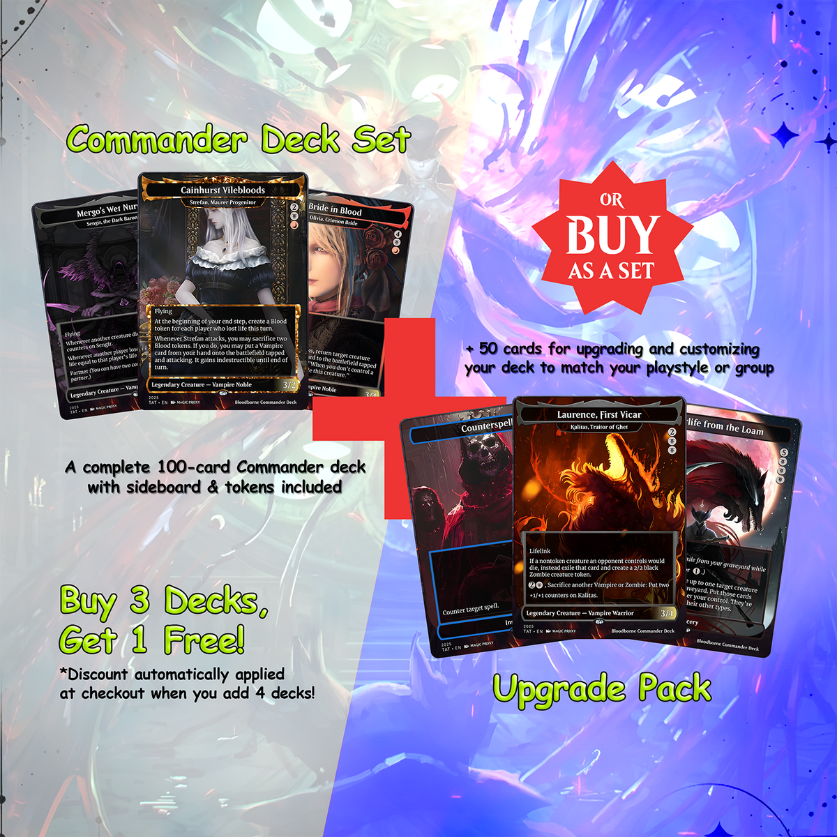Bloodborne Commander cEDH Deck - Bloodborne Commander Magic Commander - Magic Proxy Deck with 150+ Unique Cards - Custom Cards MTG Proxy for Casual Play