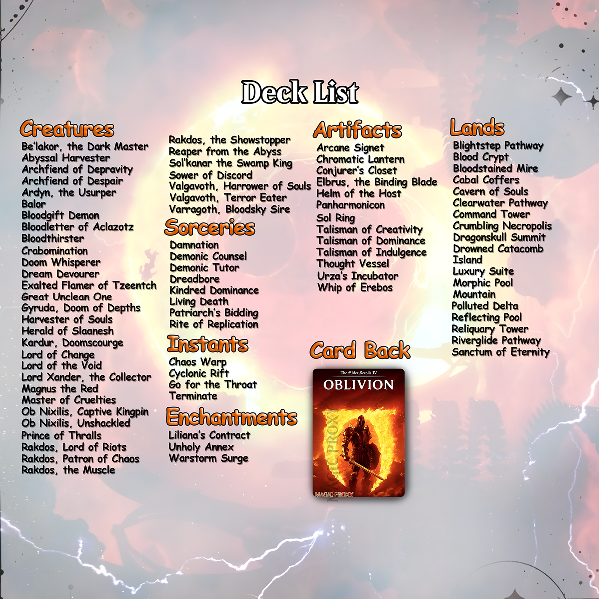 Oblivion Commander cEDH Deck - Oblivion Commander Magic Commander - Magic Proxy Deck with 150+ Unique Cards - Custom Cards MTG Proxy for Casual Play