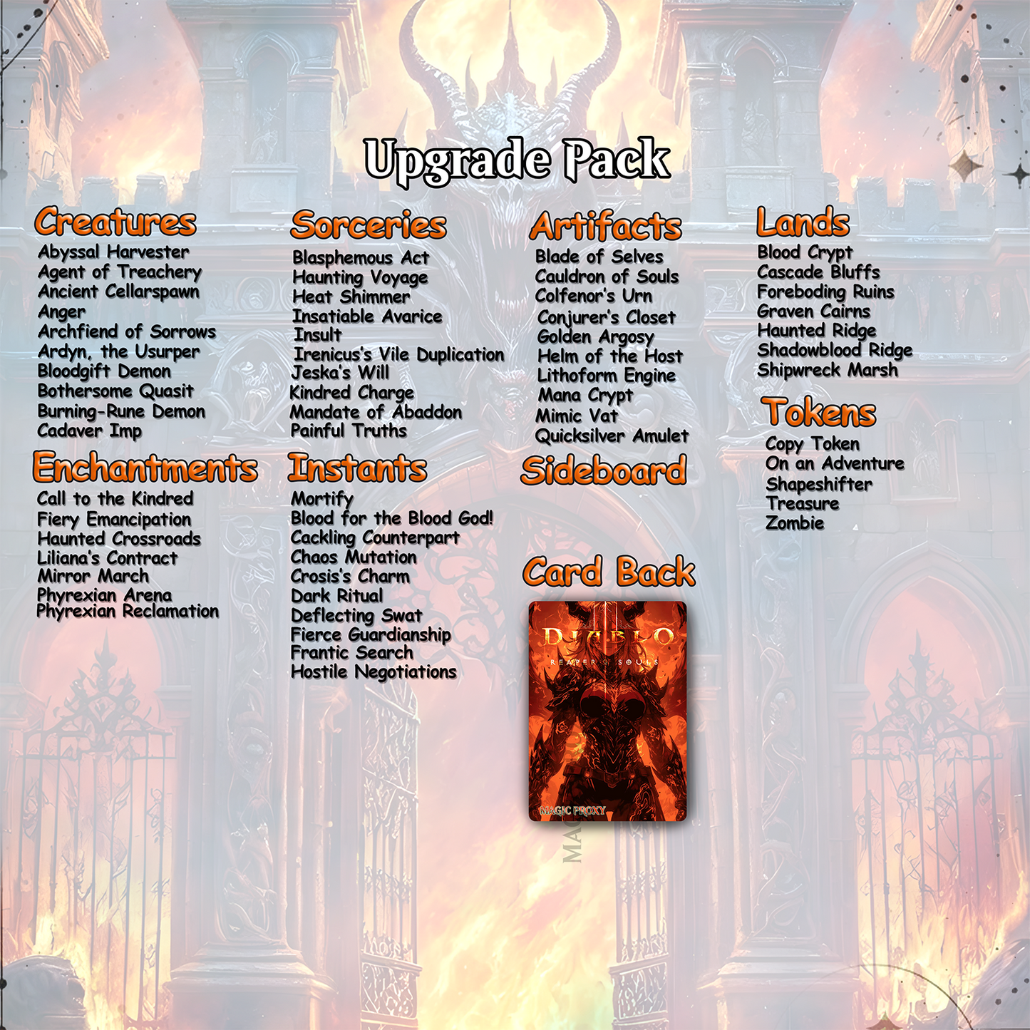 Diablo Commander cEDH Deck - Diablo Commander Magic Commander - Magic Proxy Deck with 170+ Unique Cards - Custom Cards MTG Proxy for Casual Play