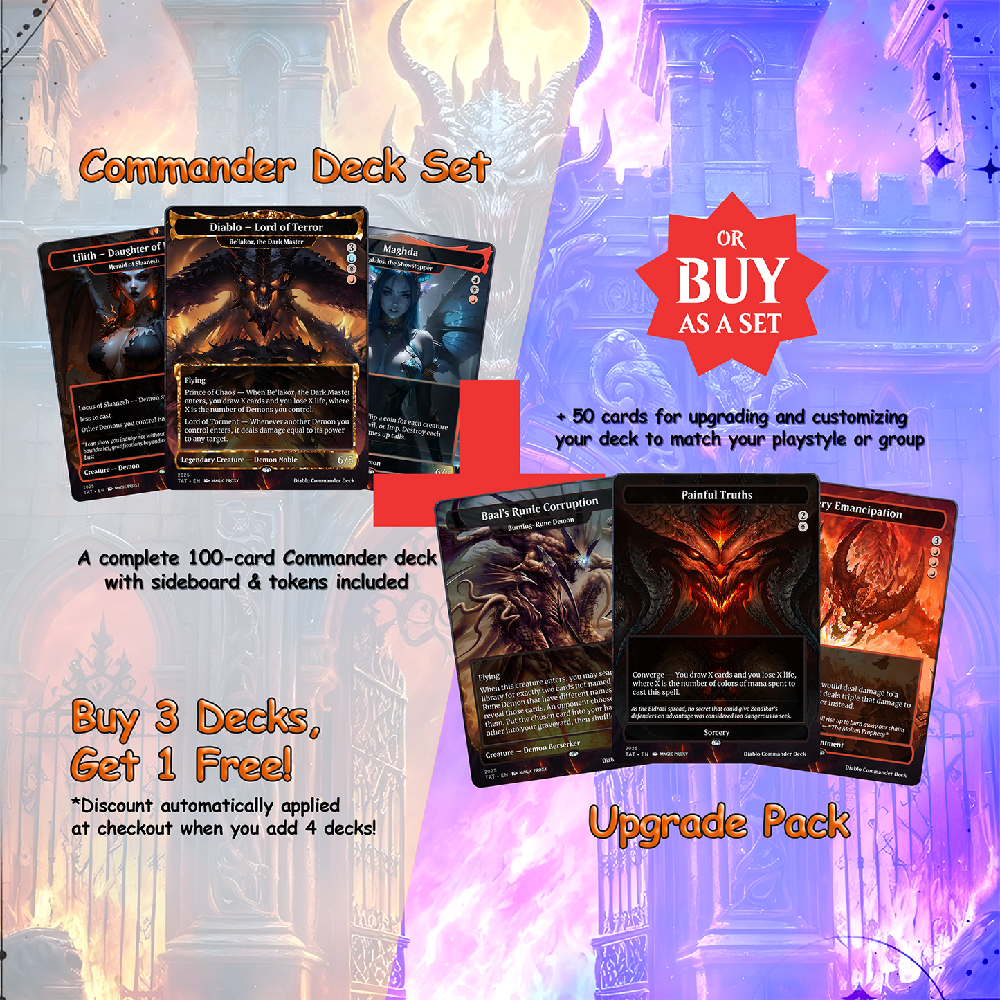 Diablo Commander cEDH Deck - Diablo Commander Magic Commander - Magic Proxy Deck with 170+ Unique Cards - Custom Cards MTG Proxy for Casual Play