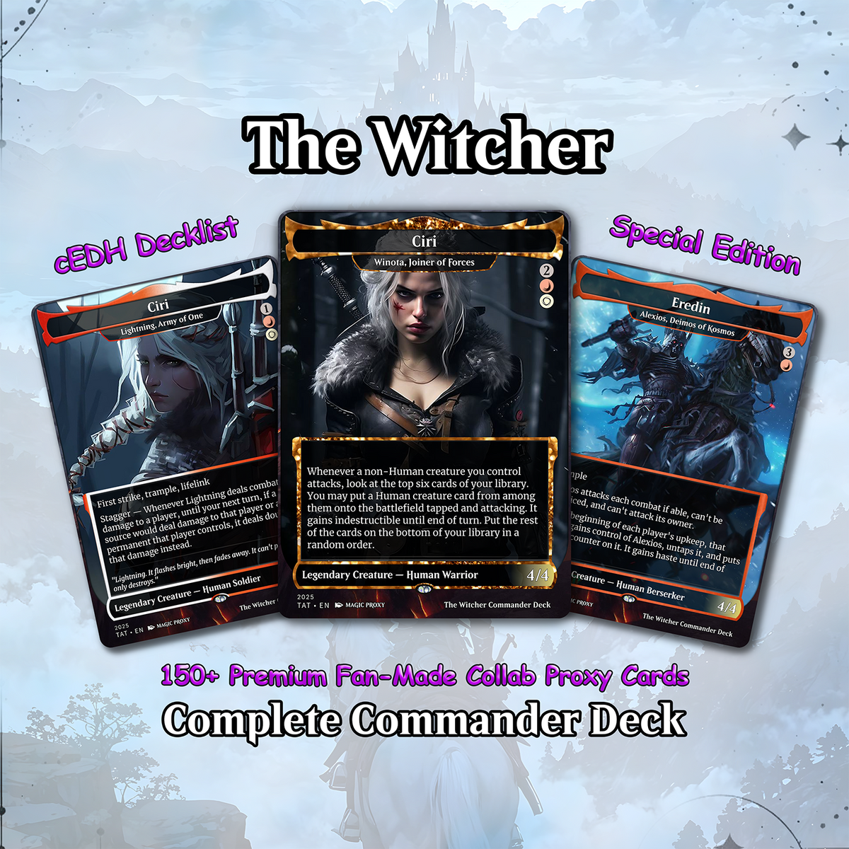 The Witcher Commander cEDH Deck - The Witcher Commander Magic Commander - Magic Proxy Deck with 160+ Unique Cards - Custom Cards MTG Proxy for Casual Play