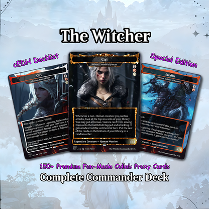 The Witcher Commander cEDH Deck - The Witcher Commander Magic Commander - Magic Proxy Deck with 160+ Unique Cards - Custom Cards MTG Proxy for Casual Play