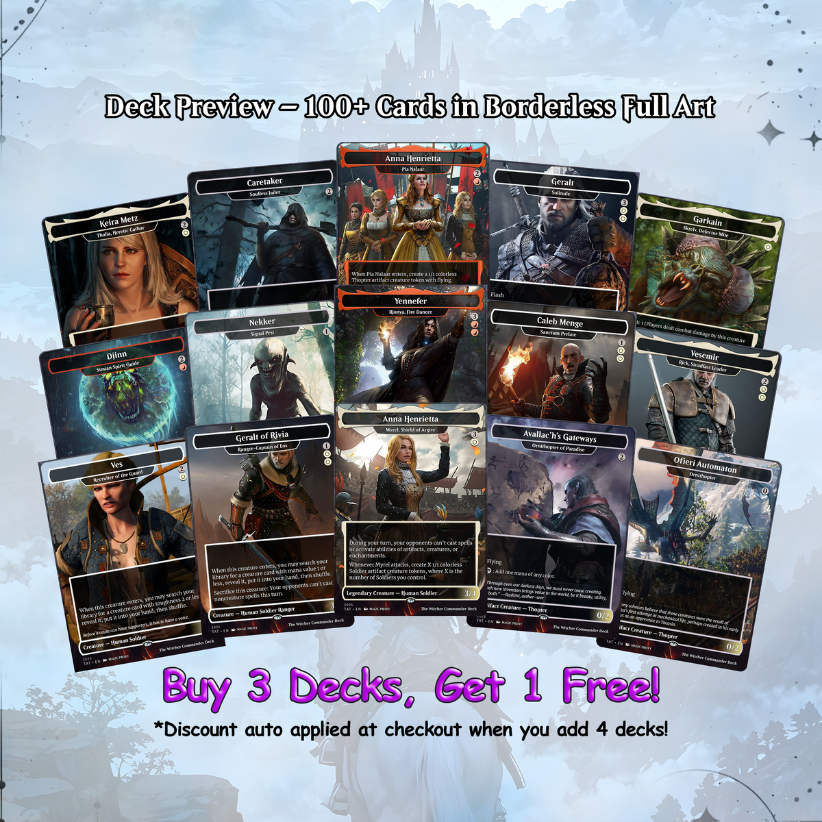 The Witcher Commander cEDH Deck - The Witcher Commander Magic Commander - Magic Proxy Deck with 160+ Unique Cards - Custom Cards MTG Proxy for Casual Play