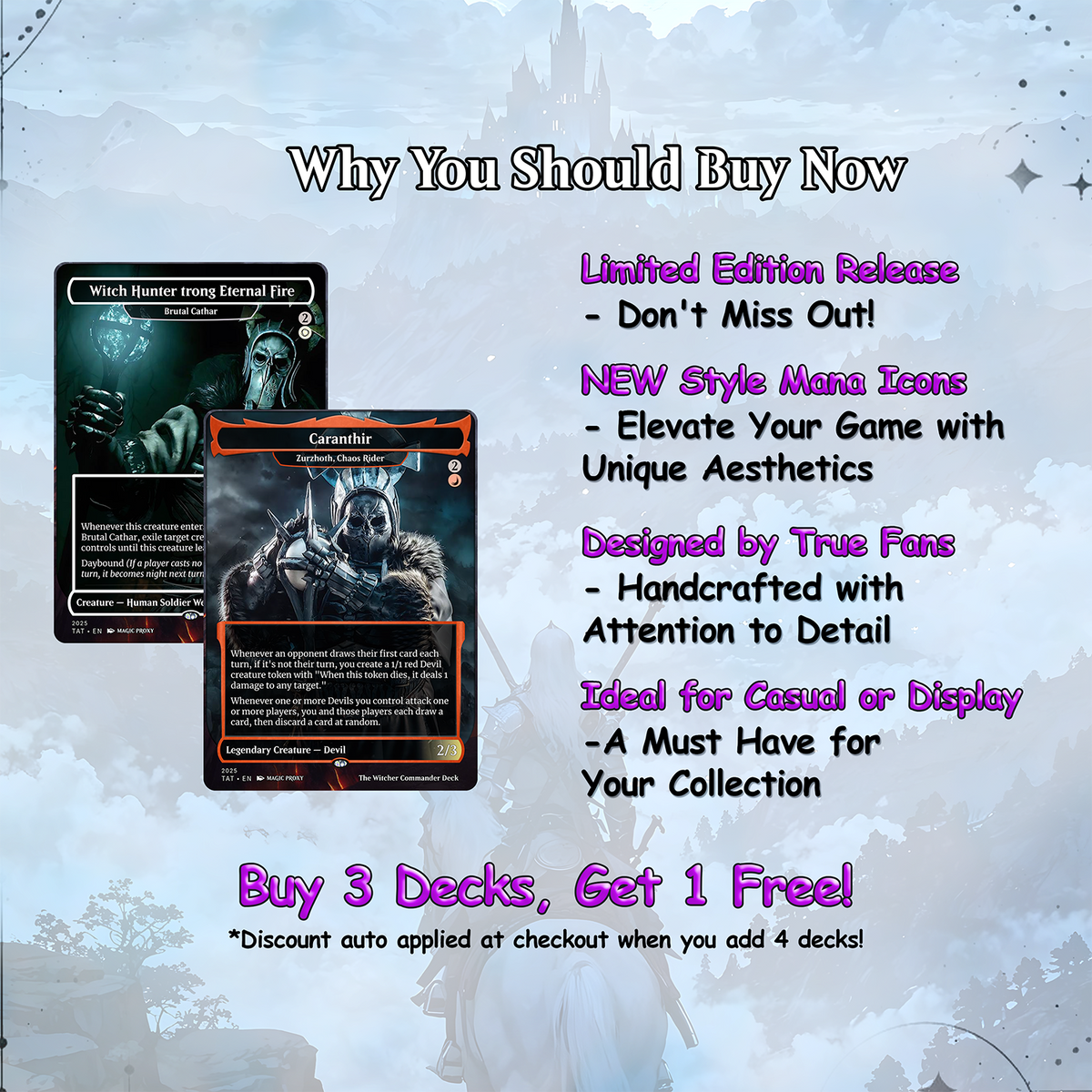 The Witcher Commander cEDH Deck - The Witcher Commander Magic Commander - Magic Proxy Deck with 160+ Unique Cards - Custom Cards MTG Proxy for Casual Play