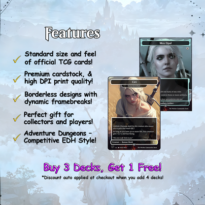 The Witcher Commander cEDH Deck - The Witcher Commander Magic Commander - Magic Proxy Deck with 160+ Unique Cards - Custom Cards MTG Proxy for Casual Play