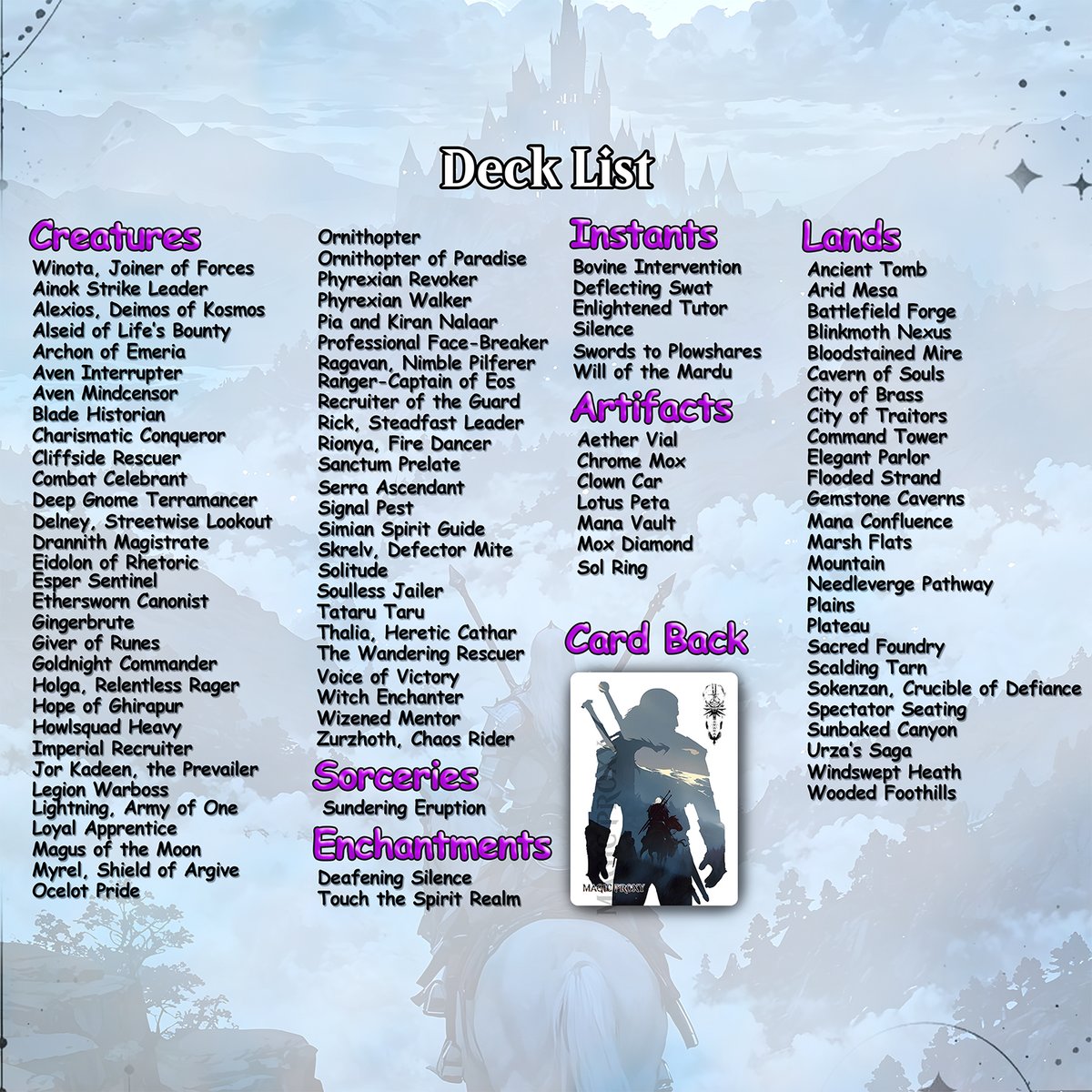 The Witcher Commander cEDH Deck - The Witcher Commander Magic Commander - Magic Proxy Deck with 160+ Unique Cards - Custom Cards MTG Proxy for Casual Play