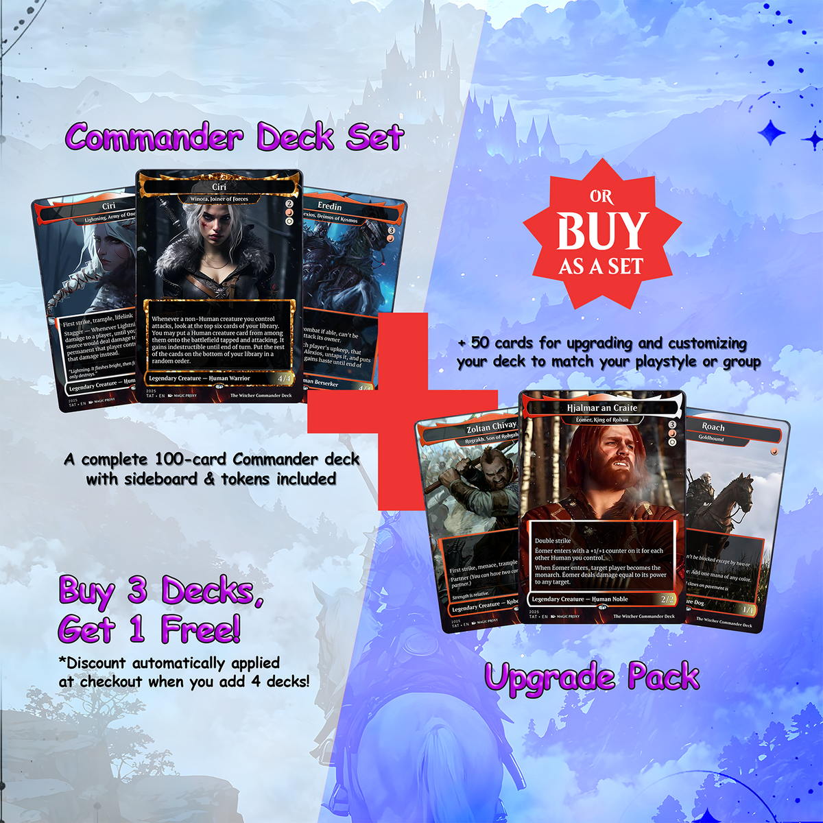 The Witcher Commander cEDH Deck - The Witcher Commander Magic Commander - Magic Proxy Deck with 160+ Unique Cards - Custom Cards MTG Proxy for Casual Play