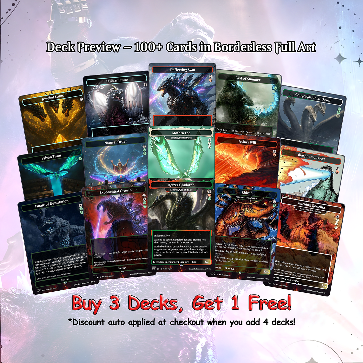 Godzilla Commander cEDH Deck - Godzilla  Commander Magic Commander - Magic Proxy Deck with 170+ Unique Cards - Custom Cards MTG Proxy for Casual Play