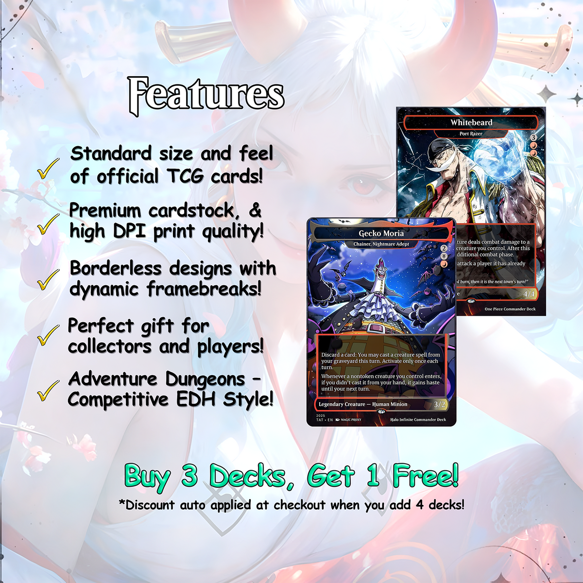 O.n.e P.i.e.c.e Commander cEDH Deck - O.n.e P.i.e.c.e Commander Magic Commander - Magic Proxy Deck with 160+ Unique Cards - Custom Cards MTG Proxy for Casual Play