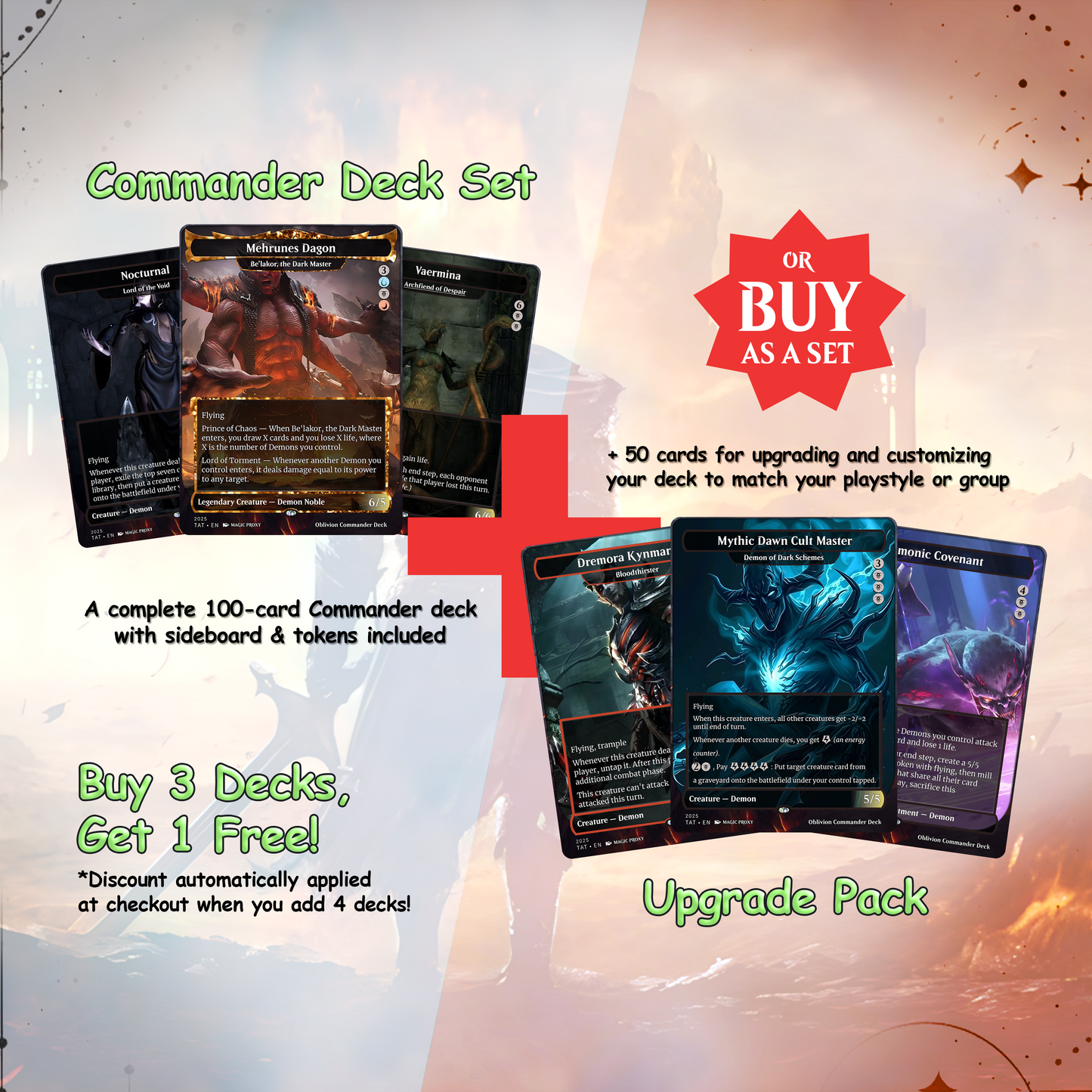 Oblivion Commander cEDH Deck - Oblivion Commander Magic Commander - Magic Proxy Deck with 150+ Unique Cards - Custom Cards MTG Proxy for Casual Play