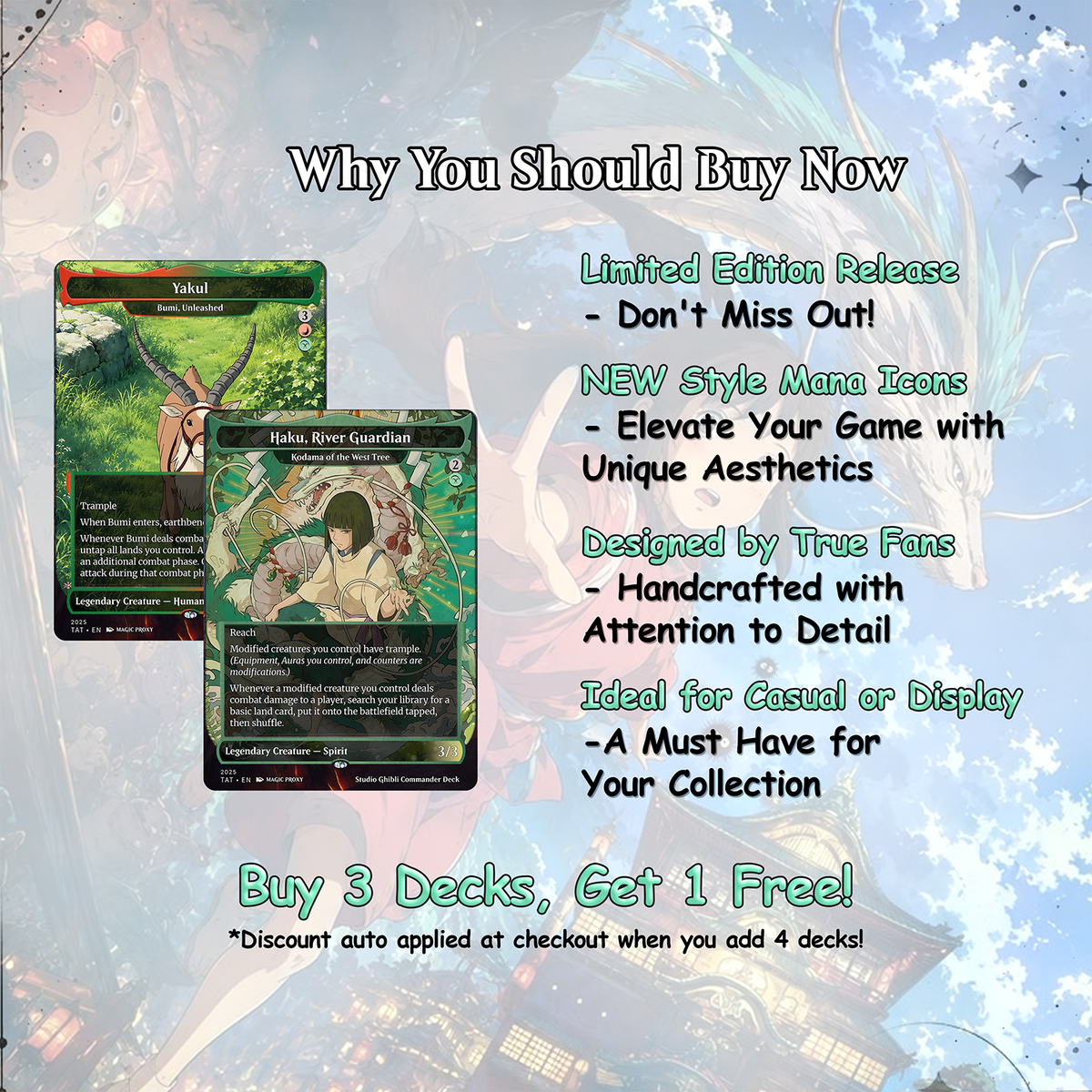 Miyazaki's Vision, Studio Ghibli 100 Card Proxy Commander Deck, MTG EDH | VoidForge Proxy