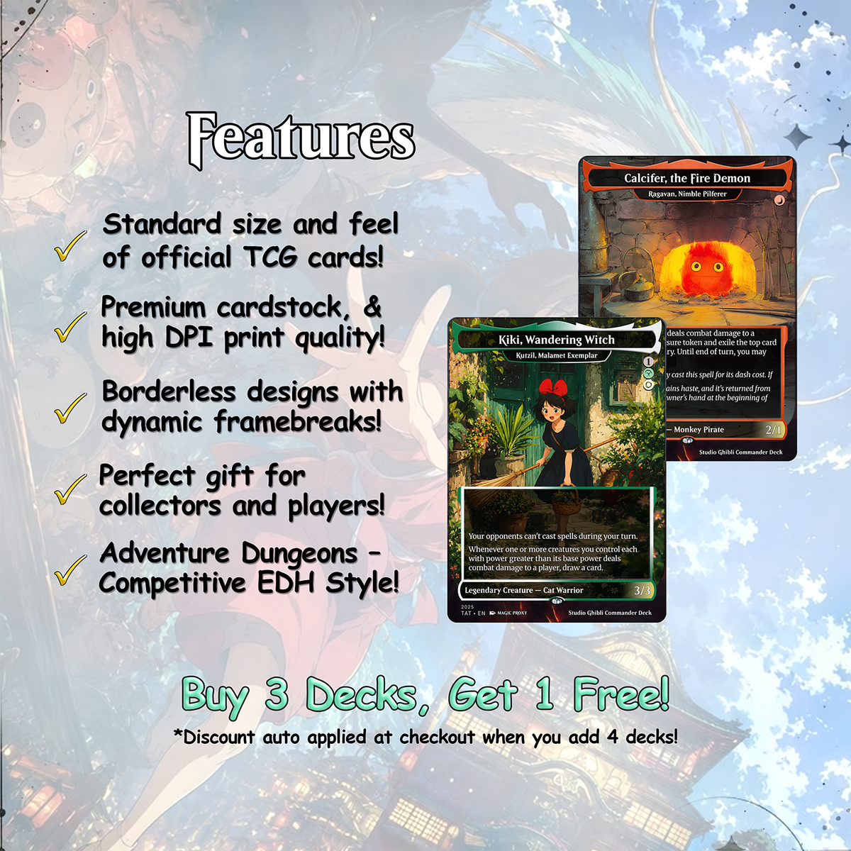 Miyazaki's Vision, Studio Ghibli 100 Card Proxy Commander Deck, MTG EDH | VoidForge Proxy