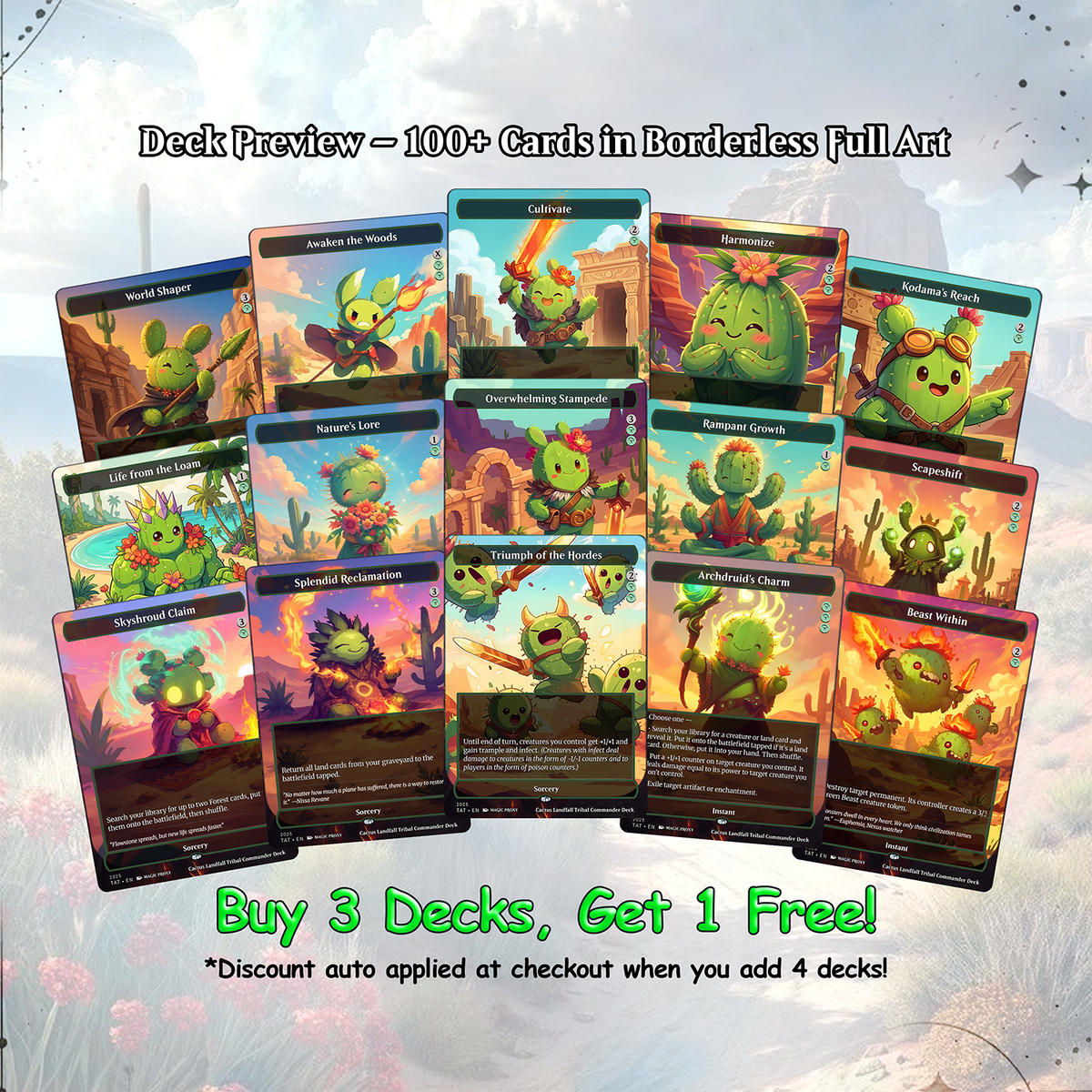 Landfall +1 Counter Proxy Deck 100 Cards + Tokens | Full Commander Deck EDH | VoidForge Proxy