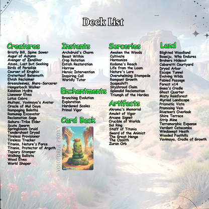 Landfall +1 Counter Proxy Deck 100 Cards + Tokens | Full Commander Deck EDH | VoidForge Proxy