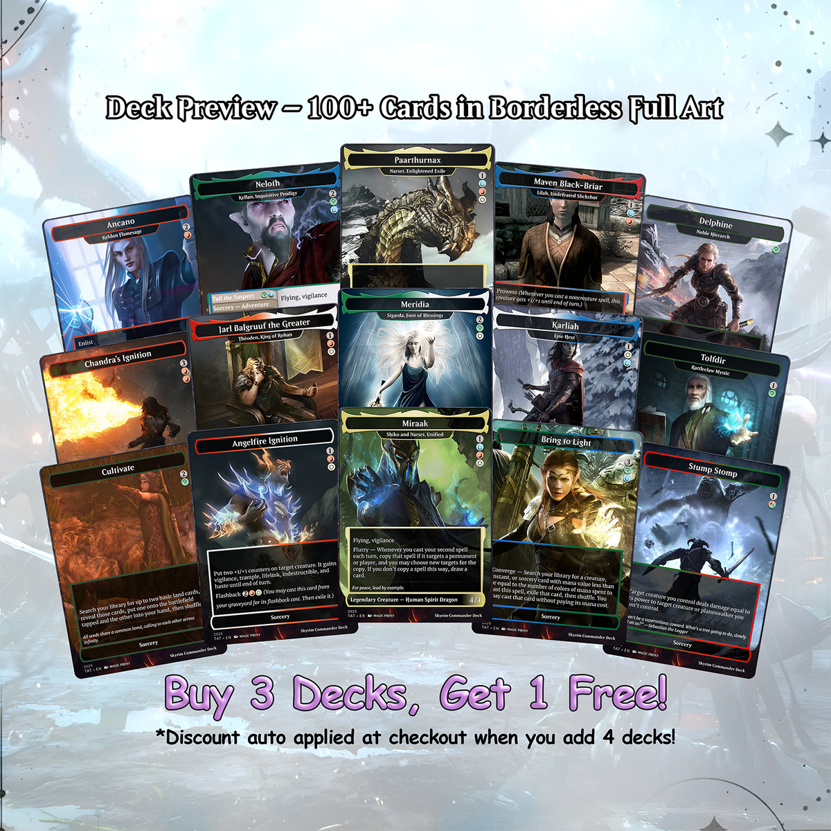 Skyrim Themed cEDH Deck - Skyrim Themed Magic Commander - Magic Proxy Deck with 160+ Unique Cards - Custom Cards MTG Proxy for Casual Play