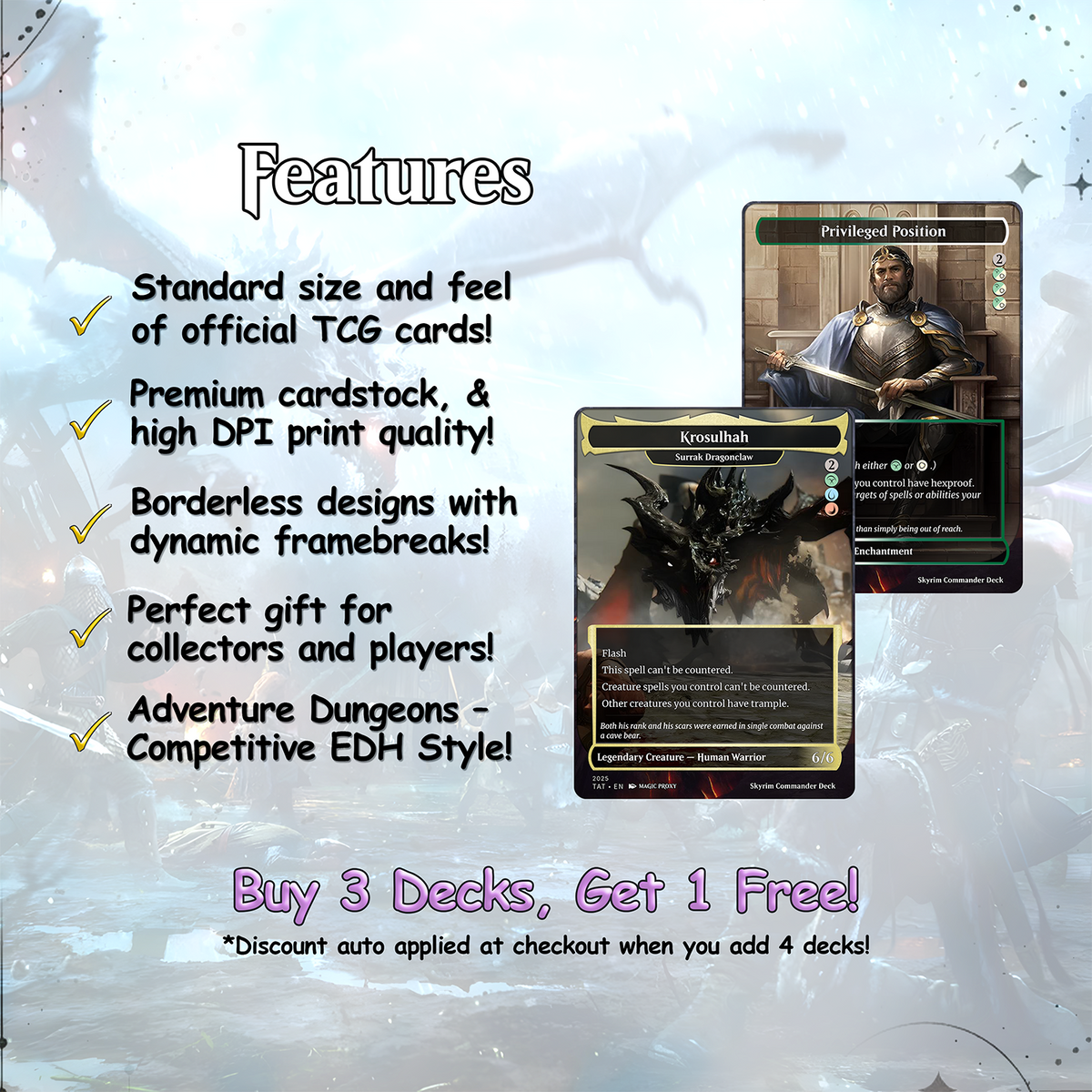 Skyrim Themed cEDH Deck - Skyrim Themed Magic Commander - Magic Proxy Deck with 160+ Unique Cards - Custom Cards MTG Proxy for Casual Play