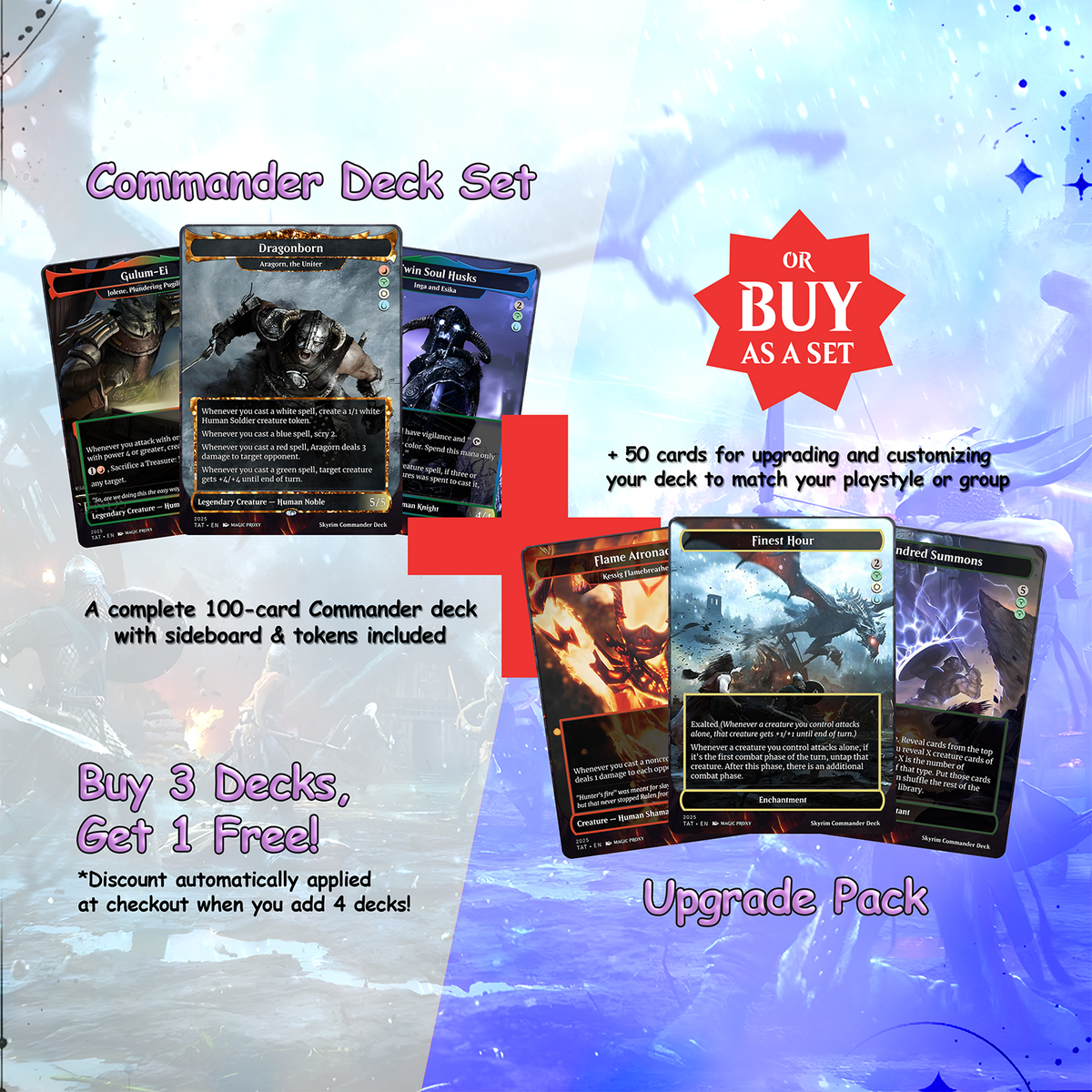 Skyrim Themed cEDH Deck - Skyrim Themed Magic Commander - Magic Proxy Deck with 160+ Unique Cards - Custom Cards MTG Proxy for Casual Play