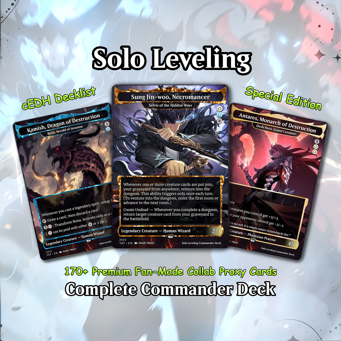 Solo Leveling cEDH Deck - Solo Leveling Magic Commander - Magic Proxy Deck with 170+ Unique Cards - Custom Cards MTG Proxy for Casual Play